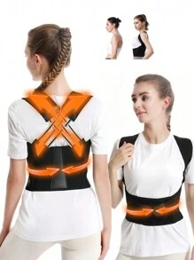 1 Piece Adult Posture Corrector Belt For Spine Alignment, Back Straightener For Students And Children To Correct Hunchback Posture While Writing - Black - View 1