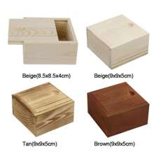 Caja de madera sin terminar con tapa deslizante, caja de madera de nuez de la India natural para tarjetas, caja de joyas para almacenamiento y decoración del hogar, de vuelta al colegio - Multicolor - Ver 5