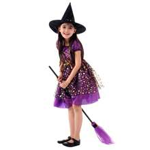 Disfraz de bruja para niñas, traje de mago púrpura para niños, sin incluir accesorios como escoba en el paquete - Multicolor - Ver 6