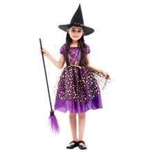 Disfraz de bruja para niñas, traje de mago púrpura para niños, sin incluir accesorios como escoba en el paquete - Multicolor - Ver 5