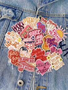 1 Set Of 3/20pcs Positive Energy Quotes Text Embroidery Patches Letters DIY Iron On Patches Sew Polyester Badge Clothing Decoration Accessories Cloth Stickers Suitable For Backpacks, Jeans, Jackets, T-Shirts, Hats, Dresses, Etc