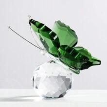 1pc Artificial Crystal Butterfly Figurine With Sphere - Handcrafted Glass Animal Statue, Collectible Decorative Ornament Home Decor Accent For Valentine's Day & Mother's Day Gifts Birthday Graduation