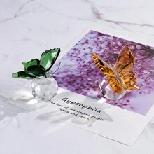 1pc Artificial Crystal Butterfly Figurine With Sphere - Handcrafted Glass Animal Statue, Collectible Decorative Ornament Home Decor Accent For Valentine's Day & Mother's Day Gifts Birthday Graduation