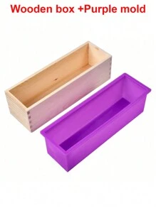42oz 1.2L Flexible Rectangular Silicone Soap Mold - Easy-Release Wood Box Design For Soap Making, DIY Tool With Construction - Purple And Pink - Multicolor - View 8