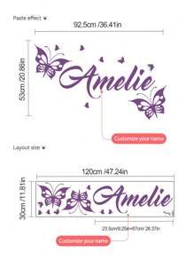 1 件紫色蝴蝶卡通墙贴，自定义文字墙贴，个性化您的签名，打造您自己的空间，卧室客厅家居装饰，可移除 PVC 材料礼物生日毕业，慢夏生活，多功能，精致，时尚，高品质，色彩鲜艳，现代，定制，个性化，独特，适合送给他、茶室、家庭、花园、办公室、周年纪念日、情人节、母亲节、生日、父亲节、毕业典礼、婚礼、乔迁、定制墙贴、家居刷新 - 紫色 - 查看 4