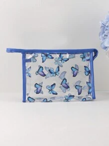 1 stuk vlindervormige transparante etui, waterdichte etui met grote capaciteit, multifunctionele opbergtas voor kantoorbenodigdheden en schoolbenodigdheden
