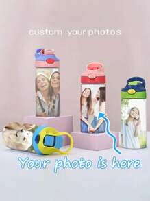 1 Stück individuell bedruckter isolierter Edelstahl-Becher mit farbigen Deckeln, multifunktional, leicht zu reinigen, wiederverwendbar, eleganter und moderner Edelstahl von hoher Qualität, minimalistisch, farbig