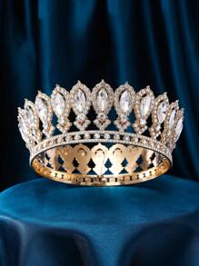 1 buc coroană rotundă aurie de lux, accesoriu metalic pentru păr, coroană de regină, decorațiune pentru petrecerea de nuntă, coafură elegantă pentru prințesă, recuzită pentru cosplay, petrecere de ziua de naștere pentru adulți, tiară de nuntă cu pietre accesorii de Ziua Îndrăgostiților - Aur - Vizualizare 19