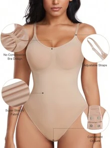 Women's Shapewear Bodysuit Tummy Control Body Shaper Seamless Snatched Waist Body Suit - Skin Color/coffee - View 4