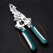 1pc Wire Stripper Forldable, Multifunctional Metal Lock Cutting Sharp Wire Cutting Pliers, Time-Saving Squeegee Tool With Adhesive Handle, Used For Household Appliance Repair, Mechanical Repair, Electrician Wire Cutting, Crimping, Splitting, Winding And More.