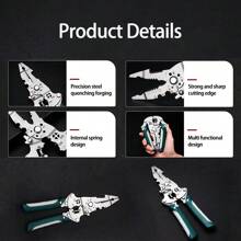 1pc Wire Stripper Forldable, Multifunctional Metal Lock Cutting Sharp Wire Cutting Pliers, Time-Saving Squeegee Tool With Adhesive Handle, Used For Household Appliance Repair, Mechanical Repair, Electrician Wire Cutting, Crimping, Splitting, Winding And More.