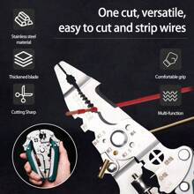 1pc Wire Stripper Forldable, Multifunctional Metal Lock Cutting Sharp Wire Cutting Pliers, Time-Saving Squeegee Tool With Adhesive Handle, Used For Household Appliance Repair, Mechanical Repair, Electrician Wire Cutting, Crimping, Splitting, Winding And More.