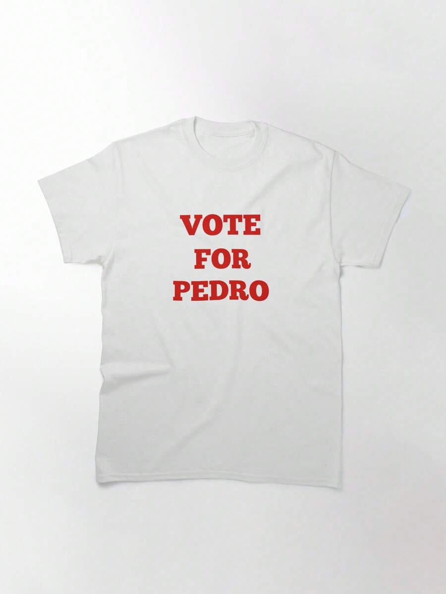 Vote For Pedro Ringer T-Shirt The Popular Character From Napoleon Dynamite Essential T-Shirt, Women's T-Shirt, 220g Pure Cotton, Casual Crew Neck, Great For Relaxed Street Style And Everyday Wear. - 白色 - 查看 1