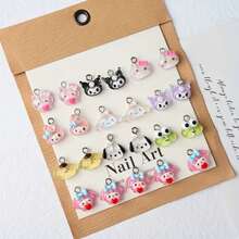 Sanrio 35/50pcs Cute Cartoon Animal Jewelry Making Kit - Sanrio Characters Themed (Kitty, My Melody, ) 3D Resin Pendant Charms, Suitable For DIY Necklace, Earrings, Keychain, Bracelet, Phone Case, Decor, Assorted Color And Design