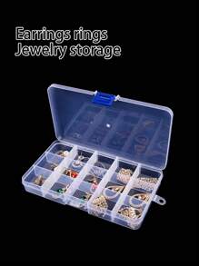 1 个透明 PP 塑料可拆卸 15 格收纳盒，用于珠宝、零件和配件储存