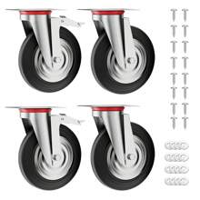 Pack Of 4 Heavy-Duty Castors 160/200mm Swivel Castors Transport Castors With Brakes Up To 600kg Pallet Castors Castors For Furniture 360° Rotatable No Noise (2 Brake Castors, 2 Swivel Castors) - 4x200mm - 查看 1