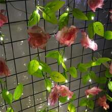 1 pieza Luces decorativas de cuerda con rosa rosa artificial LED, adecuado para fiesta de cumpleaños, dormitorio, fiesta, boda, Día de la Madre, Día de San Valentín, decoración estacional, hogar, chimenea, escalera, cortina, decoración con flores artificiales, 2M 20 luces