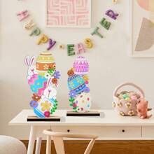 Easter Party Atmosphere Tabletop Standing Decor Plaque - Multicolor - View 1