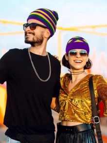 1 件时尚格子提花针织帽，男士无檐小便帽，保暖帽，滑雪帽，适合秋冬季圣帕特里克节