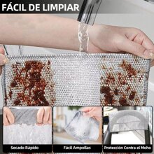 30piezas Almohadillas metálicas de malla Estropajo de alambre de hierro, estropajo de malla metálica libre de arañazos Trapos de Limpieza de Alambre Multiusos, Esponja para Trastes, Fuerte Poder de Limpieza, Multifuncional Que No Raya para Lavar Platos en Húmedo y Seco Paño de Alambre Cocina para Hogar Trapos De Limpieza Alambre Multiusos Trapos Alambre Metálico Multifuncional para Lavar Platos En Húmedo Y Seco Trapos De Almohadillas Fregar Reutilizable para Hogar Cocina (30PCS) - 30 piezas - Ver 8