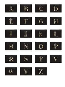 A Black Makeup Bag With The Initials A~Z Printed On It, Featuring A Green Leaf Pattern Print,Cosmetic Bag,Portable Wash Bag,Teacher's Day Gift, Reusable Makeup Bag, Women's Simple And Large Capacity Travel Makeup Bag