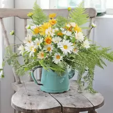 1/3PCS Kunstmatige Madeliefjesboeketten, 50cm Nepbloemen Met 5 Vorken, Kunnen Gebogen Worden En Verbleken Niet - Voor Bruiloftsdecoratie, Valentijnsdagdecoratie, Verjaardagsdecoratie, Jubileumdecoratie, Woondecoratie, Tafeldecoratie, Slaapkamer- En Badkamerdecoratie, Bureaudecoratie, Kamerdecoratiespullen, Herfstdecoratie, Herfstherfstdecoratie, Tafeldecoratie, Bloempotdecoratie