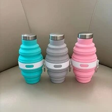 1 个双头折叠伸缩水瓶，柔软不易变形，适合送给家人/朋友的礼物，适合户外、露营 - 彩色 - 查看 5