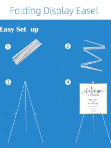 1pc Foldable Easel Stand, Used For Display Floor Easels, For Signage Tripod, For Wedding Signage And Poster Welcome Board Stands, Large Adjustable Metal Painting Easel Tripod - White - View 5