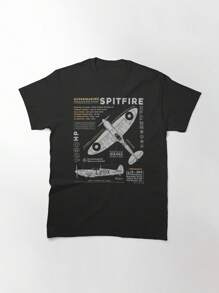 Supermarine Spitfire Essential T-Shirt, Women's T-Shirt, 220g Pure Cotton, Casual Crew Neck, Great For Leisure Days And Casual Outings. - Black - View 1