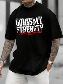Camiseta Masculina Streetwear 100% Algodão Estampada Deus é Minha Força Camisa Unissex Premium - Preto - Visão 1