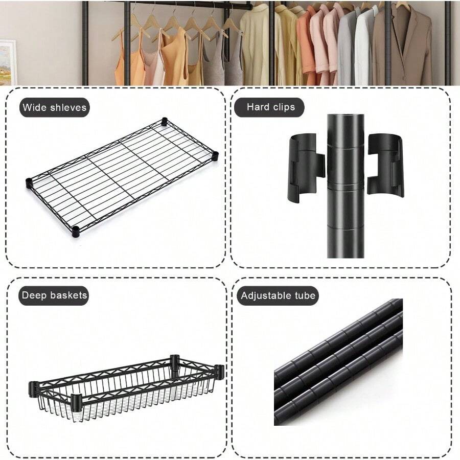 FTEYUET Clothes Rails Heavy Duty Clothing Rail Clothing Garment Rack ...