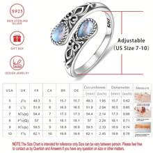 S925 Sterling Silver Moonstone Spoon Ring, Hypoallergenic Nickel-Free, Victorian Vintage Style, Adjustable Butterfly Thumb Jewelry, Bohemian Holiday Theme, Synthetic Stone,, Gift Box Included, Women'S Fashion Accessory For Daily Wear