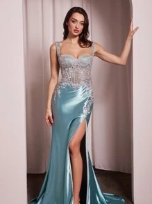 ALTA CALIDAD DE VESTIDO DE SATIN COPA DURA - Robin blue - Ver 1