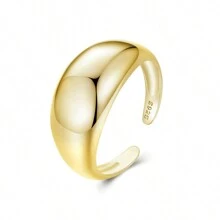 1 Pc 925 Sterling Silver Chunky Rings For Women Adjustable Bold Thick Statement Rings Fine Jewelry Minimalist Rings Gift - Silver - View 13