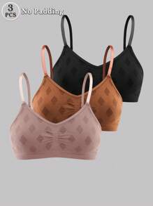 3 chiếc/gói áo ngực không đường may cho phụ nữ, đồ lót thoải mái không đệm và không gọng, áo ngực thể thao, nhiều màu sắc - Nhiều màu - Xem 10