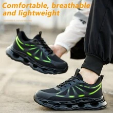 Steel Toe Shoes For Men Indestructible Work Shoes Lightweight Steel Toe Sneakers Non Slip Safety Shoes Puncture Proof - Green - View 3