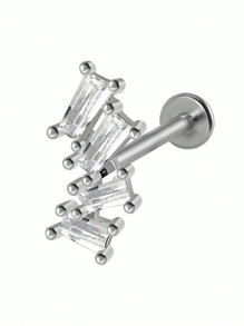 1PC Stainless Steel Threadless Marquise Zirconia Labret Lip Stud Cz Ear Cartilage Tragus Helix Earrings Daith Piercing Body Jewelry