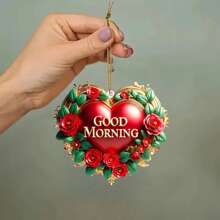 3.14 Inches Valentine Hanging Ornaments Cute Rose Heart Car Rearview Mirror Charms Keychain Decorations