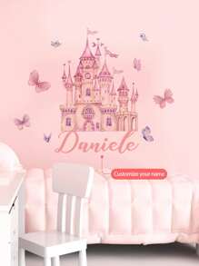 1pc Pink Castle Cartoon Wall Sticker, Customized Words Wall Decal, Removable PVC Wall Art For Bedroom, Living Room, Study Gifts Birthday Graduation,Multi-Functional,Adjustable,Durable,Ornamental,Reusable,Adhesive,Exquisite,Adorable,High-Quality,Modern,Colorful,Cute,Comfortable,Stylish,Custom,Personalized,Unique,Ideal Gifts For Him,Ideal Gifts For Her,Boyfriend,Girlfriend,Dad,Mom,Family,Friends,Son,Daughter,Office,Tea Room,School,Home,Home Refresh