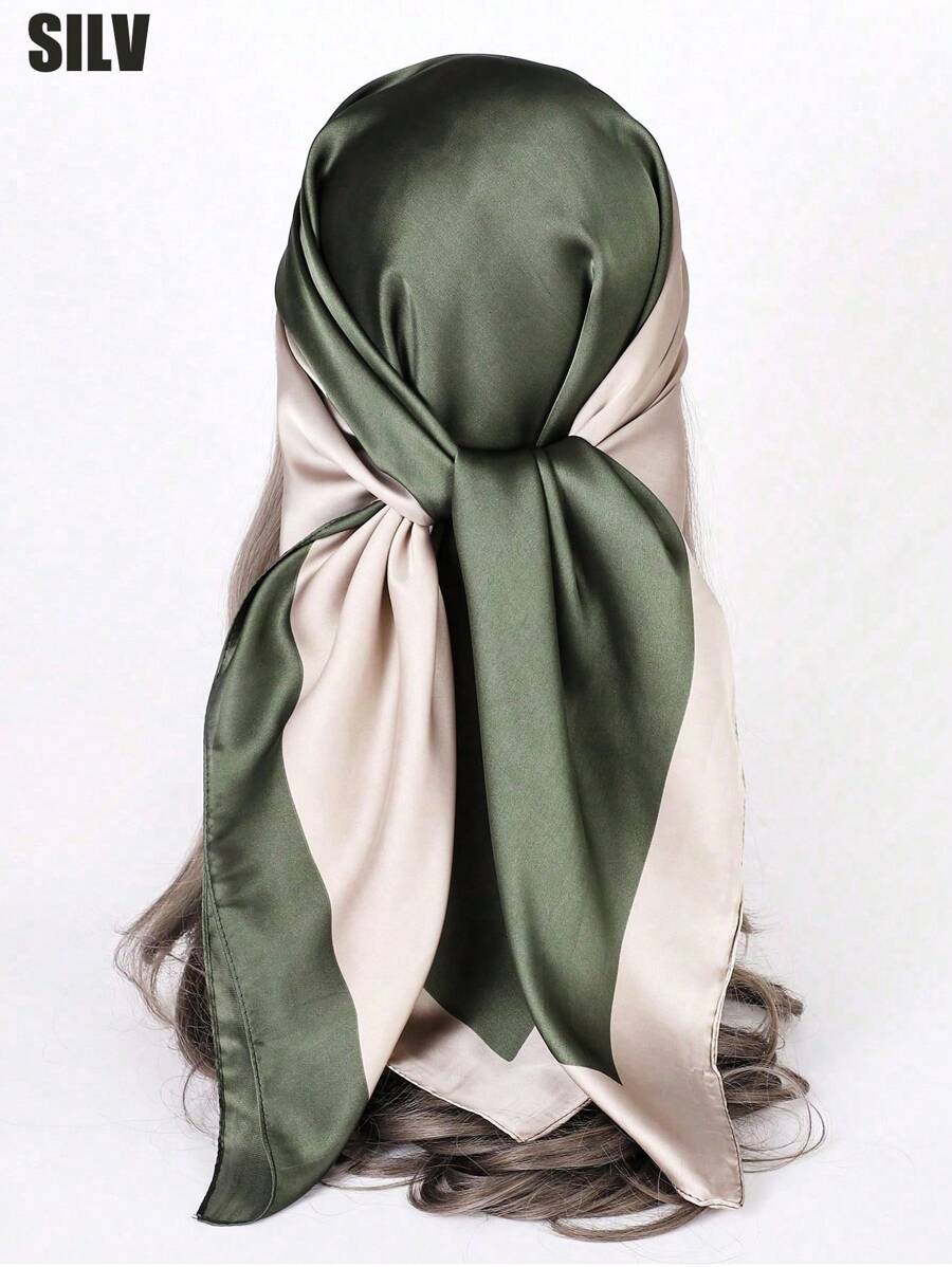 1pc Women's Classic And Versatile Scarf, Can Be Wear As Headscarf, Face Towel, Hair Wrap, Shawl, Fashion Accessories Bandana,Hair Band,Head Band Ideal For Dressing Up Your Look - Black and White - View 1