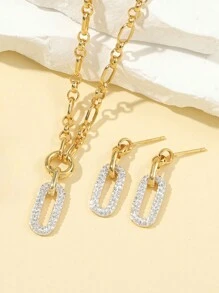 925 纯银 18K 镀金水晶水手和回形针链式手链 - Earrings - 查看 3