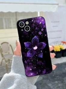 Flower Phone Case 2pcs Couples Sparkling Pink Rose Painted Anti-Fall Phone Case Compatible With Iphone 14 Pro Max, 13, 11, XR, 7/8, Galaxy S24, A04, A12, A13, A14, A21s, A22, A23, A24, A32, A33, A34, A51, A52, A53, A54, A71, A72, A73, S20 FE, S21, S22, Redmi 9, 9A, 10A, 10C, Note 9, Note 10, Note 11, Note 12, 12, 12C