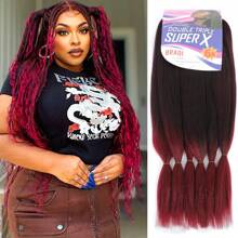 24 Polegadas 6 peças/Pacote Extensões de Cabelo Trançado Sintético Soft Yaki Pré-Esticado, Tranças de Crochê Sintéticas Profissionais Adequadas para Todas as Mulheres - Multicolorido - Visão 20