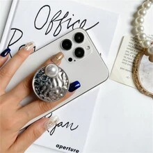 Mobile Phone Airbag Holder Paste-Type Retractable Folding Creative Metal Large Pearl Desktop Slouchy Support Ring Buckle - Multicolor - View 7