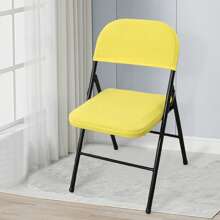 Solid Color Household Folding Chair Cover Suitable For Home Decoration Polyester Cover For Covers Wedding Party Dining Elastic Chair Covers - Yellow - View 3