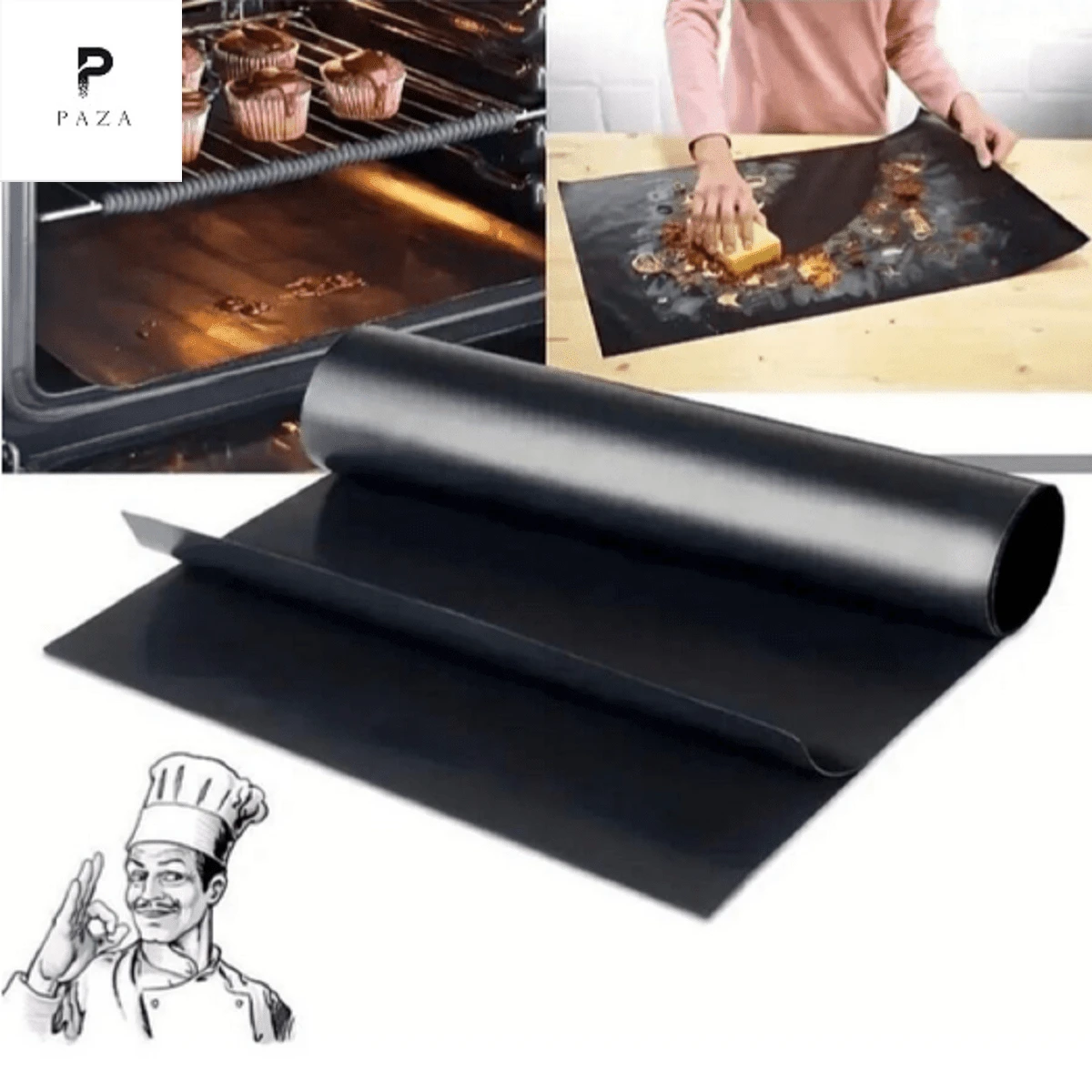 Almohadilla de barbacoa antiadherente de Teflon - Negro - Ver 1