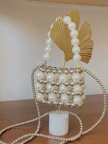 1PC Mini Girls Fashion Pearl Chain Handbag High Quality Mini Elegant Girl's Bag, Early Spring Pearl Bag, Perfect Gift For Girlfriend, Suitable For Daily Use - White - View 1