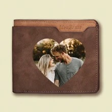 1 pieza Cartera personalizada para hombres, cartera con foto grabada/UV personalizada para hombres, regalos personalizados para hombres, regalo de San Valentín personalizables, 12.4 cm/4.88 pulgadas x 9.9 cm/3.90 pulgadas x 2.5 cm/0.98 pulgadas, 5 espacios para tarjetas, 2 colores marrón claro/marrón oscuro, UV/Color, grabado/blanco y negro, carteras de hombre, cartera para papá, regalos personalizados para hombres, regalos para hombres, novio, prometido, esposo, regalos de San Valentín, cumpleaños, aniversario para papá