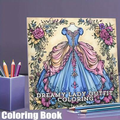28 页梦幻女士装扮成人减压涂色书 | 缓解压力和改善情绪的涂色书 情人节礼物、生日派对礼物、绘画用品、圣诞节、感恩节、万圣节、新年、生日、圣诞派对和其他节日派对礼物、返校礼物、20x20 厘米、加厚纸、返校、学校用品