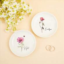 1 Stück personalisierte Geburtsblumen Schmuckschale, individuelle Geburtsblumen Schmuckablage, Schmuckablagen, Schmuckablage-Schale, Keramik Schmuckablage, Schmuckablage für Frauen, Schmuckschale-Ablage, Keramik Schmuckschale, Sammlerstück Keramik Schmuckablage, kleine Schmuckablage, Marmor Schmuckablage, Ringablage für Schmuck, Schmuck, Brautjungfer-Geschenke, Geburtstagsgeschenke für Frauen, Weihnachtsgeschenke für Frauen